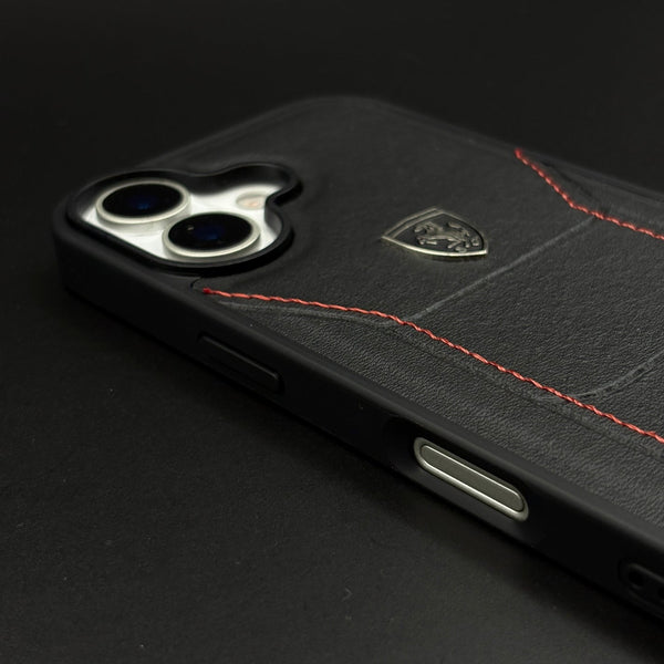 Ferrari Heritage Premium Leather Case for iPhone 17 Series Iconic Black Design