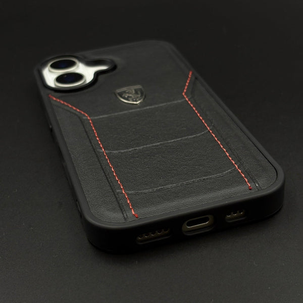 Ferrari Heritage Premium Leather Case for iPhone 17 Series Iconic Black Design