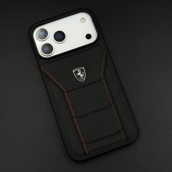 Ferrari Heritage Premium Leather Case for iPhone 17 Series Iconic Black Design