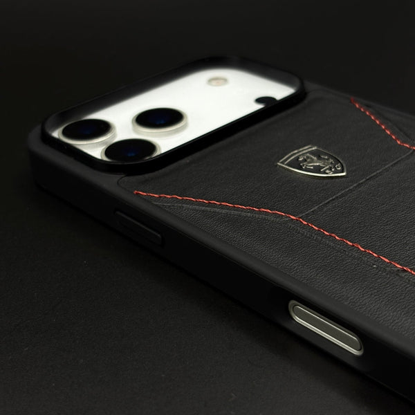 Ferrari Heritage Premium Leather Case for iPhone 17 Series Iconic Black Design