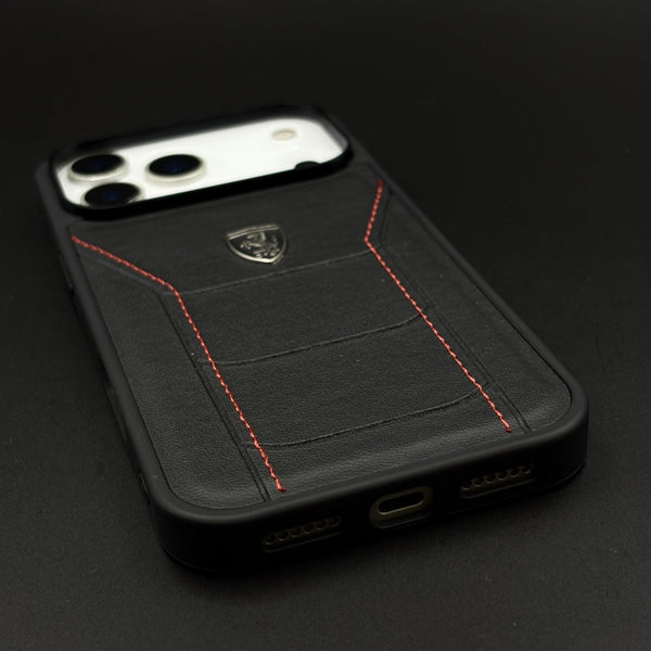 Ferrari Heritage Premium Leather Case for iPhone 17 Series Iconic Black Design