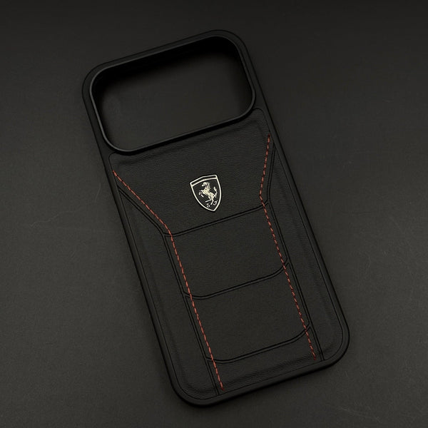 Ferrari Heritage Premium Leather Case for iPhone 17 Series Iconic Black Design