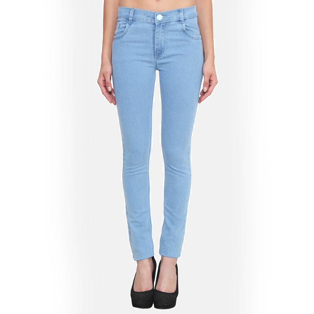 Women's Slim Fit Mid-Rise Light Fade Clean Look Streachable Jeans