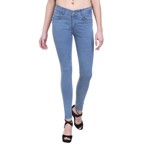 Women's Slim Fit Mid-Rise Light Fade Clean Look Streachable Jeans