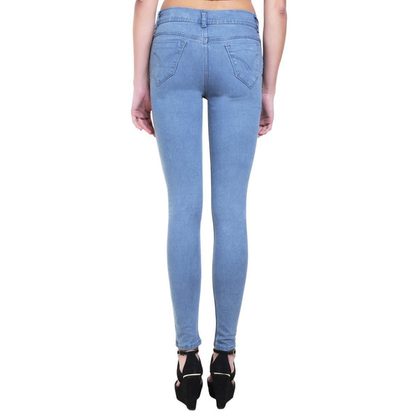 Women's Slim Fit Mid-Rise Light Fade Clean Look Streachable Jeans