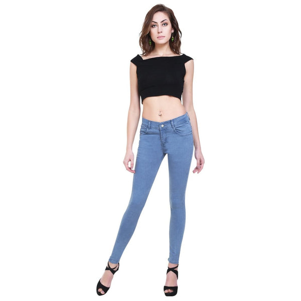 Women's Slim Fit Mid-Rise Light Fade Clean Look Streachable Jeans