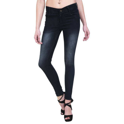Women's Slim Fit Mid-Rise Light Fade Clean Look Streachable Jeans