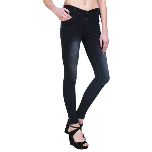 Women's Slim Fit Mid-Rise Light Fade Clean Look Streachable Jeans