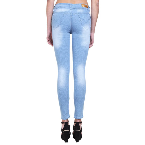 Women's Slim Fit Mid-Rise Light Fade Clean Look Streachable Jeans