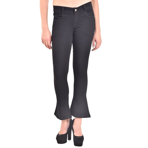 Women's Skinny Fit Mid-Rise Heavy Fade Boot Cut Streachable Jeans