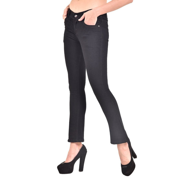 Women's Skinny Fit Mid-Rise Heavy Fade Boot Cut Streachable Jeans