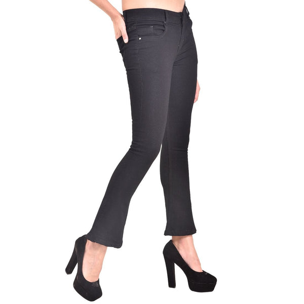 Women's Skinny Fit Mid-Rise Heavy Fade Boot Cut Streachable Jeans