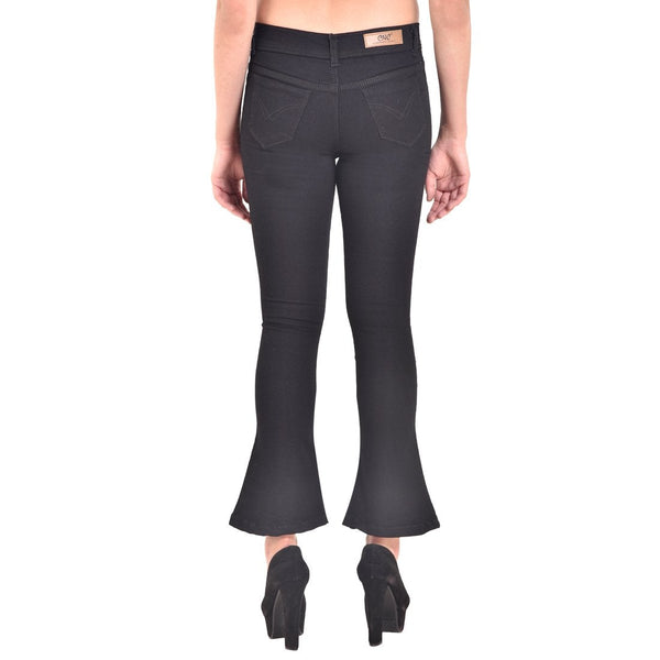 Women's Skinny Fit Mid-Rise Heavy Fade Boot Cut Streachable Jeans