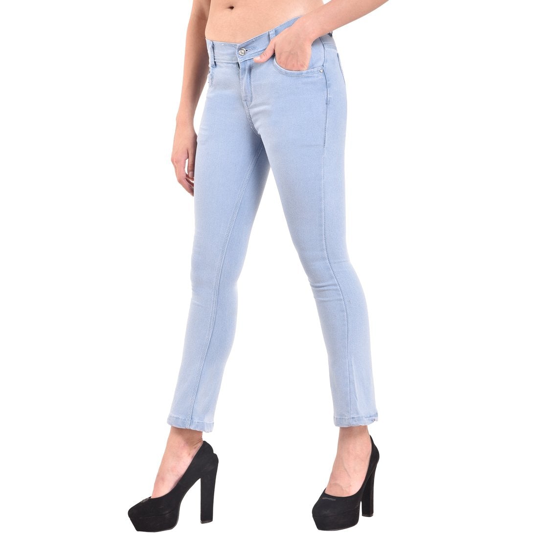 Women's Skinny Fit Mid-Rise Heavy Fade Boot Cut Streachable Jeans