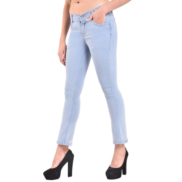 Women's Skinny Fit Mid-Rise Heavy Fade Boot Cut Streachable Jeans