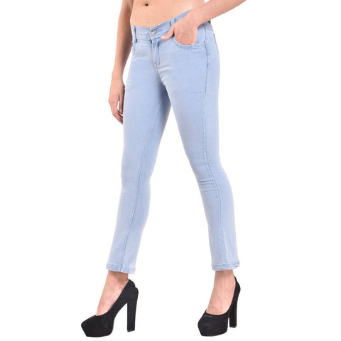 Women's Skinny Fit Mid-Rise Heavy Fade Boot Cut Streachable Jeans