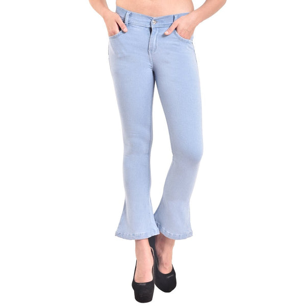 Women's Skinny Fit Mid-Rise Heavy Fade Boot Cut Streachable Jeans