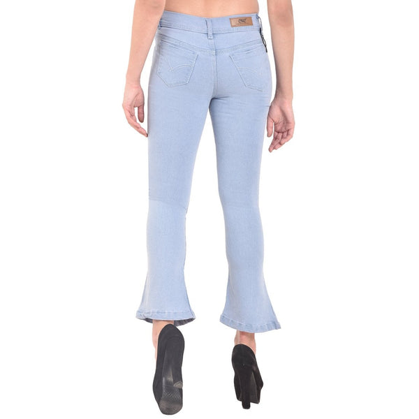 Women's Skinny Fit Mid-Rise Heavy Fade Boot Cut Streachable Jeans