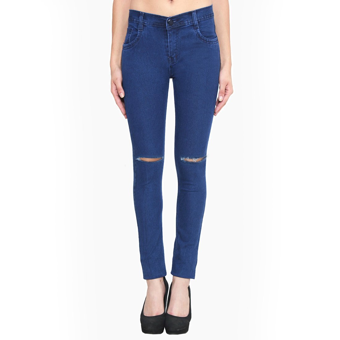 Women's Slim Fit Mid-Rise Blue Streachable Jeans