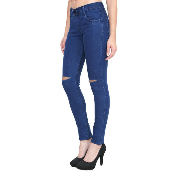 Women's Slim Fit Mid-Rise Blue Streachable Jeans