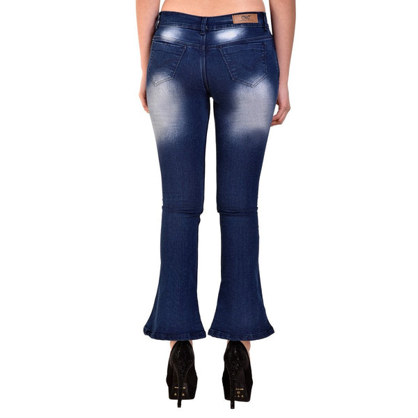 Women's Skinny Fit Mid-Rise Heavy Fade Boot Cut Streachable Jeans