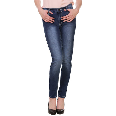 Women's Skinny Fit Mid-Rise Light Fade Clean Look Streachable Jeans