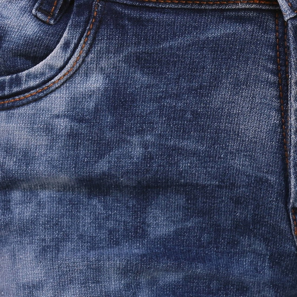 Women's Skinny Fit Heavy Fade Clean Look Blue Streachable Jeans