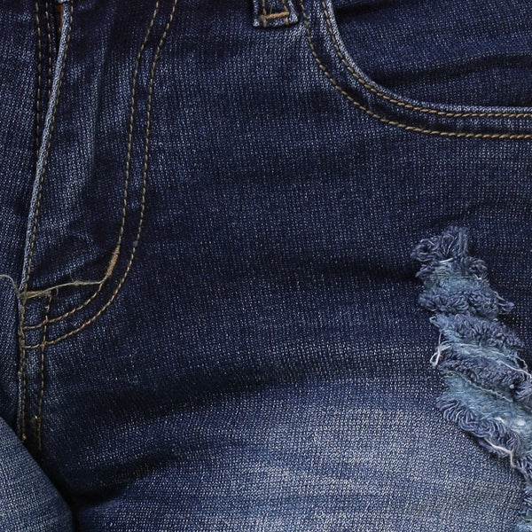 Women's Skinny Fit Mid-Rise Light Fade High Distress Streachable Jeans