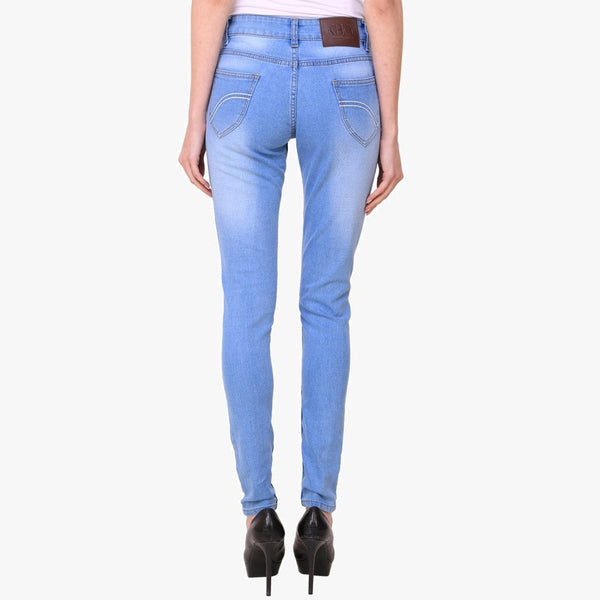 Women's Skinny Fit Distress Blue Streachable Jeans