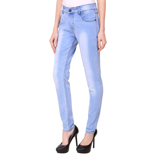 Women's Skinny Fit Mid-Rise Heavy Fade Clean Look Streachable Jeans