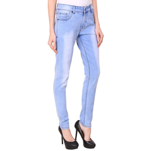 Women's Skinny Fit Mid-Rise Heavy Fade Clean Look Streachable Jeans