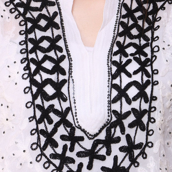 Women Lucknow Chikan Georgette White Kurti