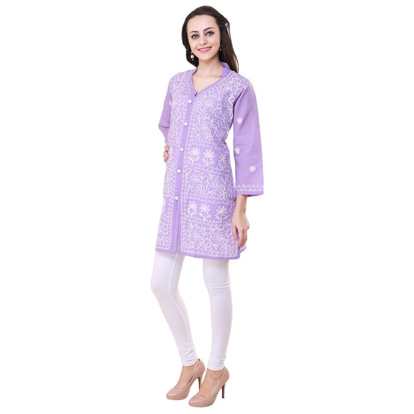 Women Lucknow Chikan Georgette Black Kurti