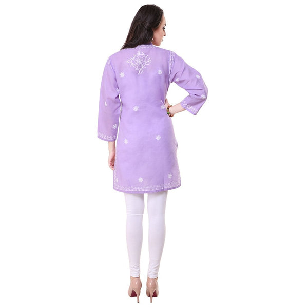 Women Lucknow Chikan Georgette Black Kurti