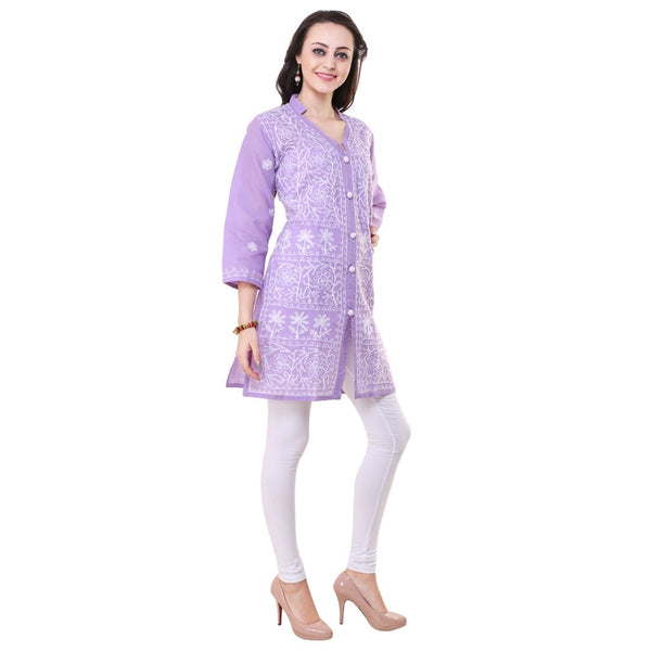 Women Lucknow Chikan Georgette Black Kurti