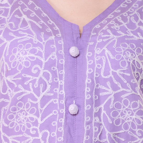 Women Lucknow Chikan Georgette Black Kurti