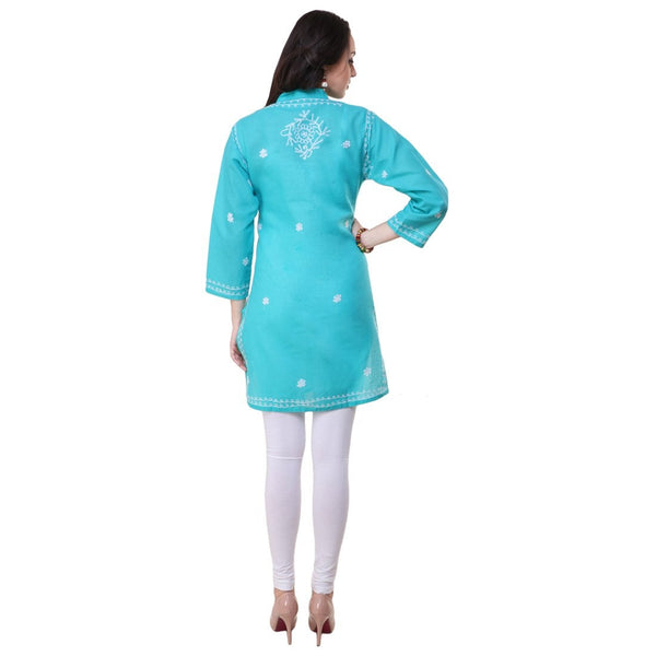 Women Lucknow Chikan Georgette Black Kurtiv