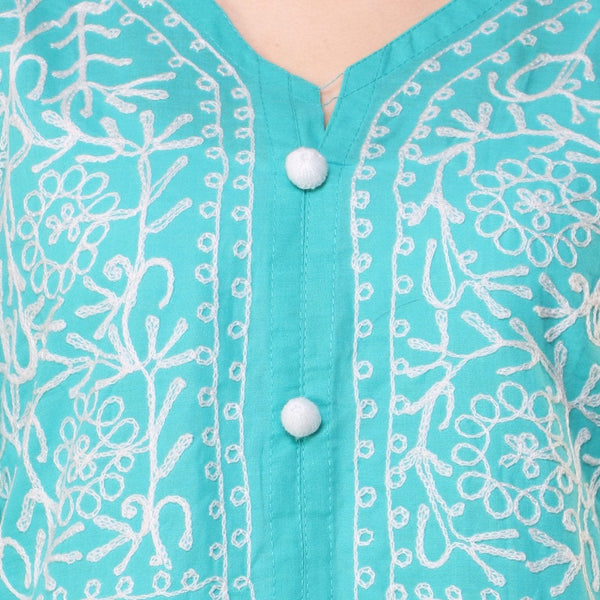 Women Lucknow Chikan Georgette Black Kurtiv