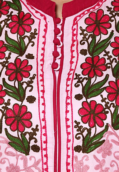 Women Lucknow Chikan Georgette Pink Kurti