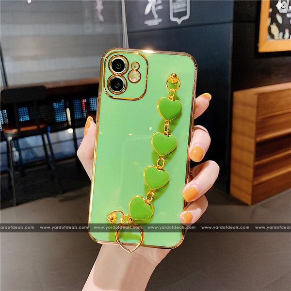 Love Heart Wrist Chain Silicone case for Samsung, OnePlus & Mi