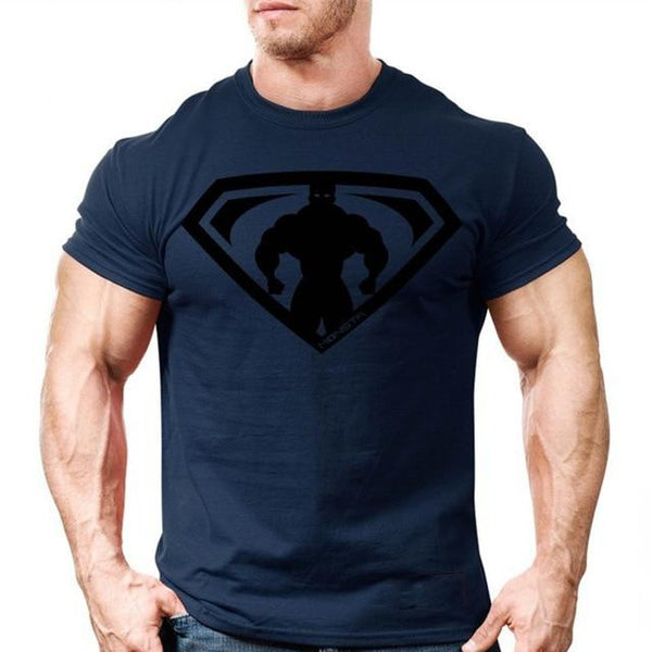 Men Gyms Fitness Printed T-shirt 2018 New Short sleeve Cotton t shirt Man Summer Casual Fashion Slim O-Neck Tee Tops Clothing