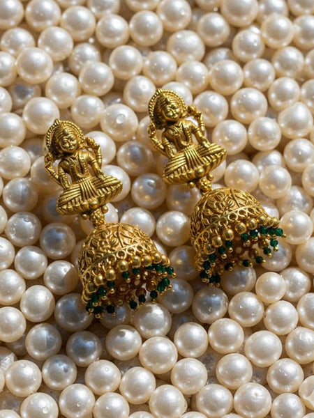 Handcrafted Onyx Beaded Gold-Plated Temple Necklace