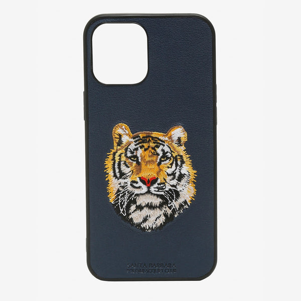 Tiger Leather Back Case Cover for Apple iPhone - Blue