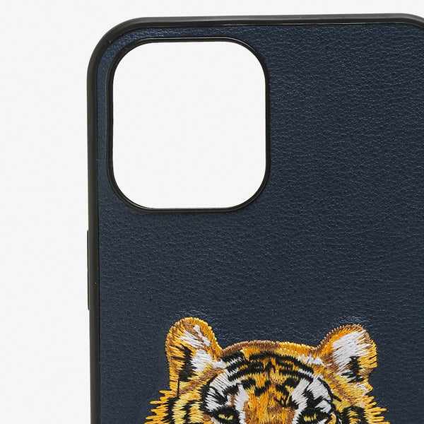 Tiger Leather Back Case Cover for Apple iPhone - Blue