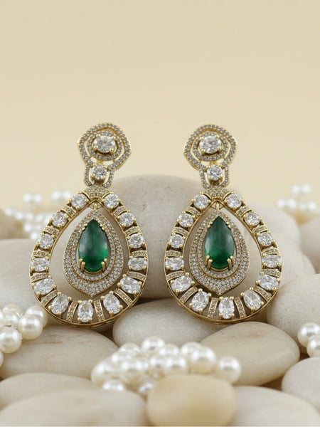 Victorian Polish Green Doublet Moissanite Polki Necklace Set