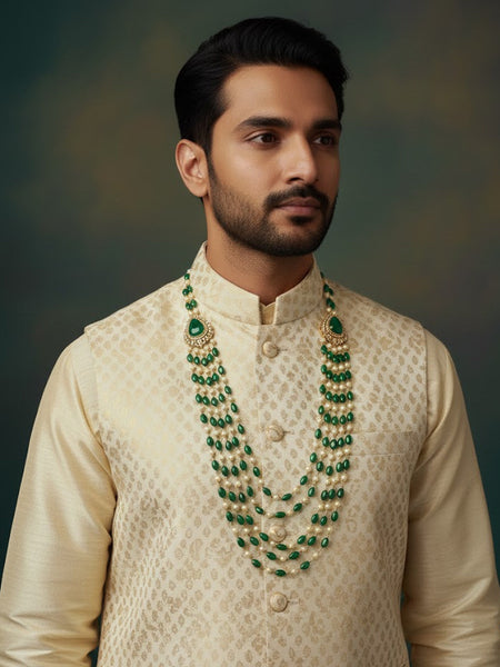 Victorian Polish Green Doublet Moissanite Polki Groom Necklace”