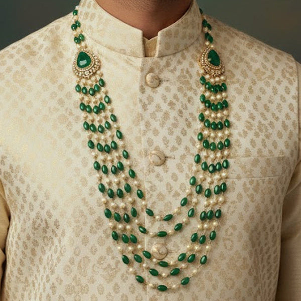 Victorian Polish Green Doublet Moissanite Polki Groom Necklace”