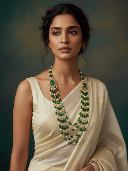 Victorian Polish Green Doublet Moissanite Polki Groom Necklace”