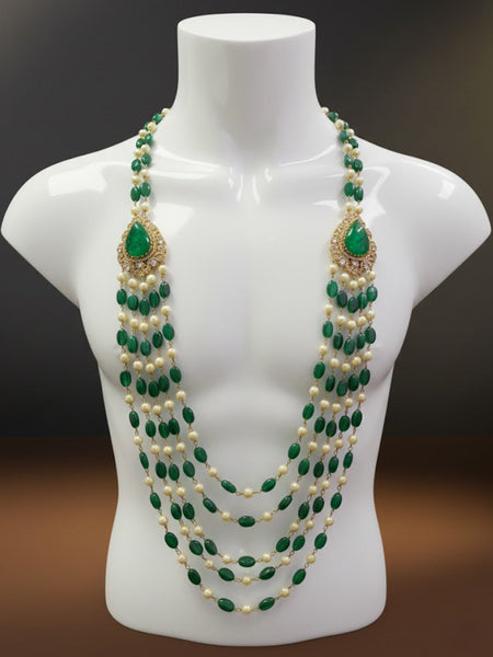 Victorian Polish Green Doublet Moissanite Polki Groom Necklace”