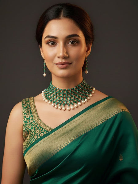 Victorian Polish Ropada Beads Pearl Choker Necklace Set